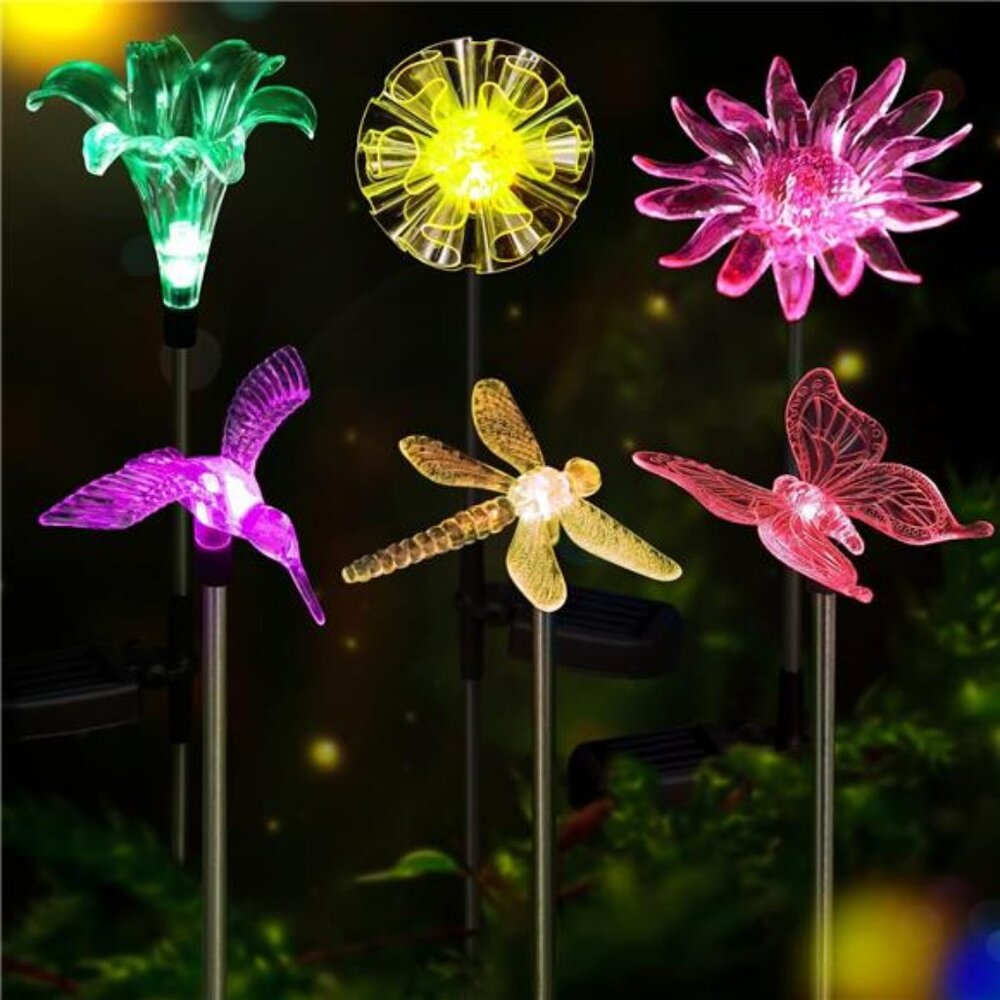 6 Pack LED Figurine Stake Lights Color Changing Landscape Lighting